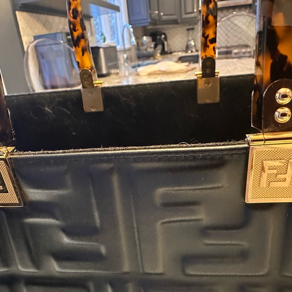 Fendi Black Embossed Bag with Gold Hardware - Picture 4 of 11